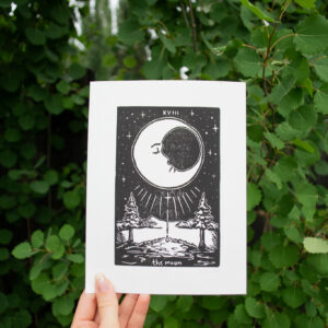 "Moon Tarot" lino cut print